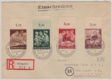 DR, 1944, 869- 872, kpl. OR- Satz, als MiF auf Einschreiben- Ortsbrief innerhalb Stuttgart´s