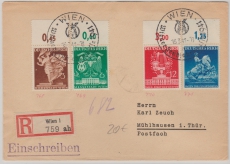 DR, 1941, 768- 771 (je vom OR) als Satzbrief- MiF auf Einschreiben- Fernbrief von Wien nach Mülhausen