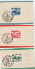 DR, 1939, 686- 88 auf 3 FDC- Kärtchen, mit Sonderstempeln