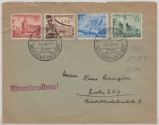 DR, 1940, Mi.- Nr.: 739- 42, kpl. Satz als MiF auf FDC- Einschreiben- Fernbrief von Leipzig nach Berlin, mit Sonderstempel