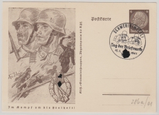 DR, 1941, 6 Rpfg.- Hindenburg, Propaganda- GS (286a/01 ?), gefälligkeitsgestempelt, mit entspr. Sonderstempel