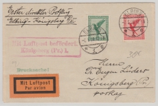 Weimar, 1928, Mi.- Nr.: 378 + 379 als MiF auf Erstflug- Flugpost- Drucksachen- Fernbrief von Elbing nach Königsberg