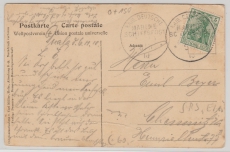 Kamerun / KDMSP (SMS EBER), 8.11.1910 auf DR Mi.- Nr.: 85 als EF Postkarte (DSWA, Bootswerft in Swakopmund) nach Chemnitz