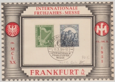 Berlin, 1953, Mi.- Nr.: 72- 73, kpl. Satz auf Karte zur internationalen Frühjahrsmesse, abgestempelt FF/M, ungelaufen