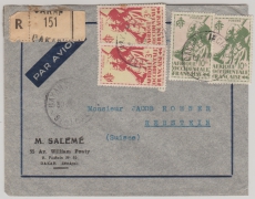 Senegal, 1935, 26 Fr. Mif Auf Auslands- Luftpost- Einschreiben von Dakar nach Rebstein (CH)