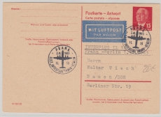 DDR, 1963, 15 Pfg. Antwort- GS, (Mi.- Nr.: P65b- Antwortteil) gelaufen von der CSSR (Tschechoslovakei) nach Nauen