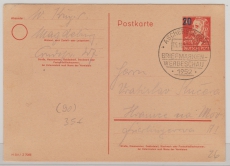 DDR, 1950, 20 Pfg. GS, (Mi.- Nr.: P 42/ 02) gelaufen von Aschersleben nach Hranice na Mor (CSSR?) Tschechoslovakei