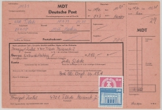 DDR, 1979, Mi.- Nr.: 1880 + 1967 in MiF auf Telegrafischer Postanweisung, sehr seltene Verwendung!