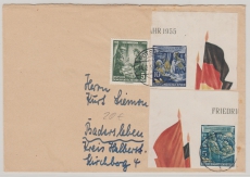 DDR, 1956, Mi.- Nr.: 485 B + 486 B u. a. als MiF auf Fernbrief von Potsdam nach Badersleben (?)