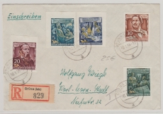 DDR, 1956, Mi.- Nr.: 485 B- 489 B, in MiF auf E.- Fernbrief, von Grüna nach Karl- Marx- Stadt