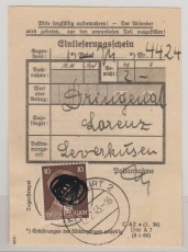 III. Reich, 1436, Mi.- Nr.: 787 als EF auf Einlieferungsbescheinigung, aus Klagenfurt