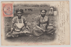 Madagaskar, ca. 1900, 10 Fr. EF auf Auslandspostkarte von Tamatave nach ... (Fr.), Marke Bildseitig