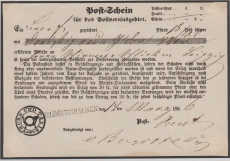 Hildburghausen (T+T), 1866, Postschein, für die Auflieferung eines Wertbriefes, nach Leipzig