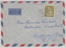 Berlin, 1960, Mi.- Nr.: 153 als EF (!) auf Luftpost- Auslandsbrief von Berlin nach Andover (USA)