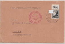 Zeppelinpost, D., 1938, DR, Mi.- Nr.: 537 (Or!) als EF zur Sudetenlandfahrt von FF/M via Reichenberg nach Celle