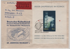 DDR, 1962, Mi.- Nr.: Bl. 17 als EF auf Expres- Fernbrief von Berlin nach Dresden