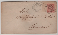 NDP / Nachverw. AD- Stempel / MS, ca. 1869, 1 Gr.- GS- Umschlag als Fernbrief von Rostock- Bahnh. (Nachverw. AD- Stempel / MS) nach Schwerin