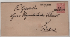 NDP / Nachverw. AD- Stempel / MS, ca. 1869, 1 Gr. EF auf Fernbrief von Redefin (Nachverw. AD- Stempel / MS) nach Parchim