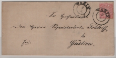 NDP / Nachverw. AD- Stempel / MS, ca. 1869, 1 Gr. EF auf Fernbrief von Warin (Nachverw. AD- Stempel / MS) nach Güstrow