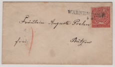 NDP / Nachverw. AD- Stempel / MS, ca. 1869, 1 Gr. EF auf Fernbrief von Warnemünde (Nachverw. AD- Stempel / MS) nach Bützow