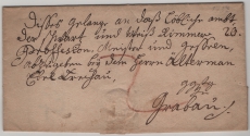 Meckl.- Schwerin, ca. 1737, Dienstbriefhülle, gelaufen von ... (?) nach Grabow