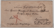 Meckl.- Schwerin, Incomming mail, ca. 1850, Inlands- Fernbrief, von Meiningen via ..., Eisenach, ..., nach Dammeretz