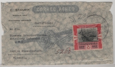 Ecuador, 1938, 10 Sucres (Höchstwert!) als EF Luftpost- Einschreiben- Auslandsbrief von Guayaquil nach Berlin