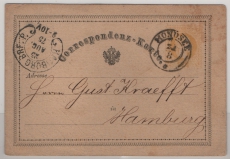 Incomming Mail / Österreich- D., 1875, GS. von Mondsee nach Hamburg, mit Hufeisenstempel als Ankunftsstempel