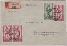 Berlin, 1956, Mi.- Nrn.: 133 + 134 (3x) als MiF auf Fernbrief von Berlin nach Perleberg