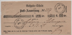 Bayern, 1875, Aufgabe-Schein für eine Post- Anweisung, für einen Betrag von Nürnberg nach Erlangen, seltenes Postdockument!