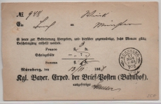 Bayern, 1868, Aufgabe-Quittung für einen Brief und die Beförderungsgebühr, seltenes Postdockument!