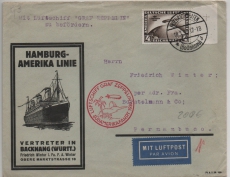 DR, 1930, Mi.- Nr.: 439 (SR) als EF auf Zeppelin- Brief zur Südamerikafahrt 1930, von Friedrichshafen nach Pernambuco (bras.)