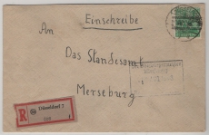 Bizone, 1948, Mi.- Nr.: 51 I als EF auf R- Fernbrief von Düsseldorf nach Merseburg