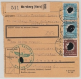 DR, 1942, Mi.- Nr.: D 171 + D 174 (2x) als MiF auf Innendienst- Paketkarte für ein Paket von Herzberg nach Hildesheim