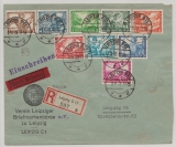 III. Reich, 1933, Mi.- Nr.: 499- 507, kpl.- Satzbrief Der Wagnersatz in MiF auf Express- Einschreiben- Ortsbrief inerhalb Leipzig´s