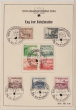 DR, 1938, Mi.- Nrn.: 651- 659, kpl. Satz, auf Erinnerungsblatt zum Tag der Briefmarke, 1938