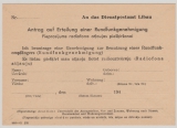 Durch Deutsche Dienstpost Ostland, Libau, 5.4.1945, UDSSR- GS Überdruckt, rs. als Formblatt für Rundfunkgenehmigung