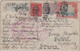 USA, 1928, div. US- Marken in MiF auf Postkarte zum Amerikafahrt von Milwaukee (USA) nach Lübeck