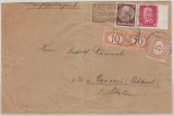 III. Reich, 1933, Mi.- Nr.: 414 + 486 + italie.- Nachportomarken in MiF auf Auslandsbrief, von Freiburg nach Canazei (It.)