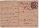 DR / III. Reich, 1944, !5 RPfg.- Antwort- GS, A- Teil, (Mi.- Nrn.: P 230 I A) gelaufen von Cannes (Fr) nach FF/M + Zensur!