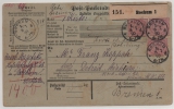 DR, 1890, Mi.- Nr.: 37c (7x), u.a. in MiF auf Auslandspaketkarte, für ein Paket von Bochum nach Detroit (USA), FA Jäschke-L. BPP!