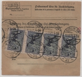 DR / Infla, 1922, Mi.- Nr.: 176 (6x! vs + rs.), in MeF auf Auslands- Paketkartenstammteil von Berlin nach Bergen (N)