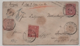 NDP, 1869, 1 Sgr. - Aubrauch-GS- Umschlag + 1,5 Gr. Zusatzfrankatur, als gelaufen als Wertbrief von Striegau nach Breslau