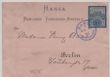 Berlin, Stadtpost, 1886, 2 RPfg.- GS- Karte der Hansa, innerhalb von Berlin