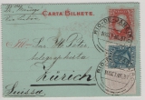 Brasilien, 1886, 50 Rs.- Kartenbrief- GS + 150 Rs. Zusatzfr., als Auslandsbrief von Rio de Janeiro nach Zürich (CH)