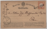 DR / Nachverw. AD- Stempel / MS, ca. 1873, 1/2 Gr. EF als Fernpostkarte von Malchow (Nachverw. AD- Stempel / MS) nach Plau