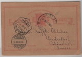 Portogisische Kolonien / Masambique, 1906, 20 Rs.- GS- Karte, gelaufen als Auslandskarte von Inhambane nach Zürich (CH)