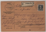 Bayern, 1918, Mi.- Nr.: 98 II A als EF auf Paketkarte für 1 Paket von Schönberg an Feldpostadresse