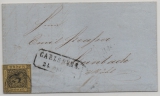 Baden, 1852, Mi.- Nr.: 2 a, als EF auf Fernbrief von Carlsruhe nach Steinbach