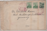 Japan, 1917, 24 Yen MiF auf Auslandsbrief von Hiroshima nach Kiel, mit rotem Sonderstempel (selten!)